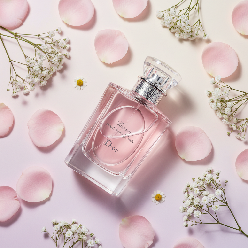 Dior Forever and Ever - Flat lay con pétalos rosas