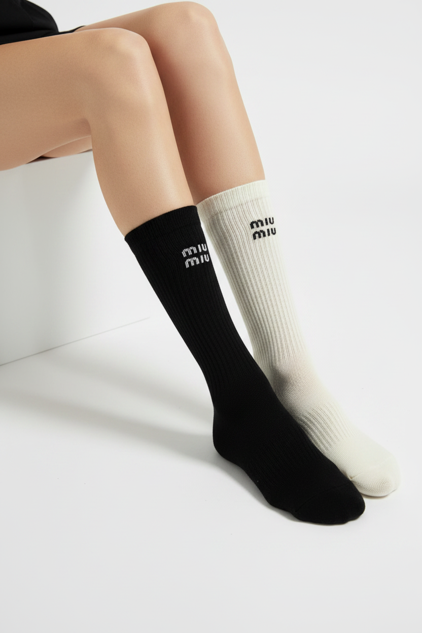 Calcetines Miu Miu en piernas editorial