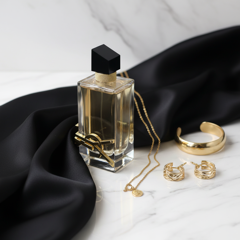 YSL Libre - Mármol blanco con accesorios dorados