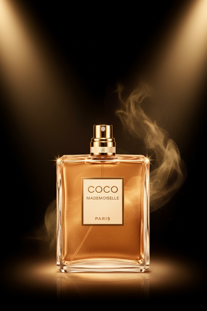 Chanel Coco Mademoiselle - Editorial fondo oscuro dorado
