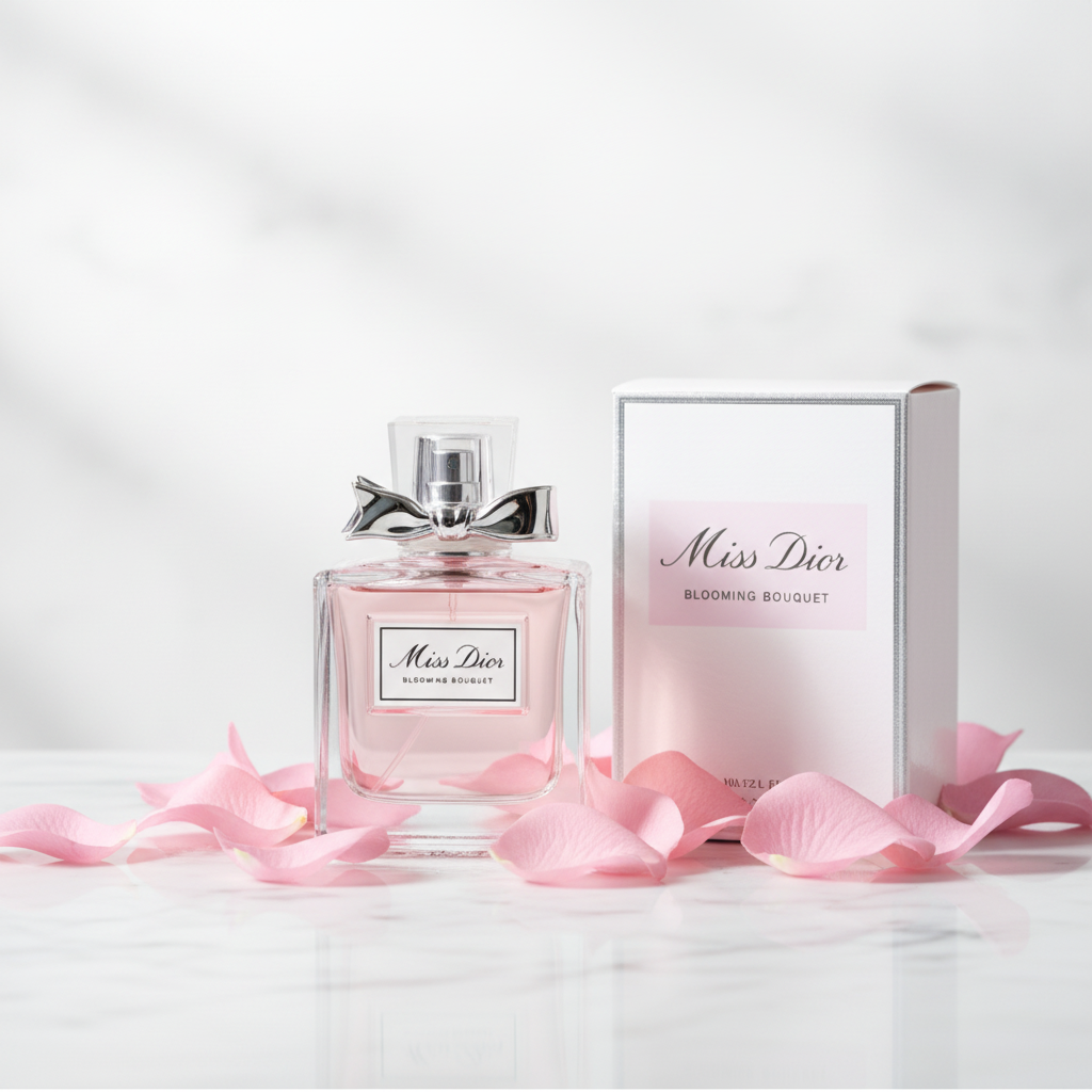 Miss Dior Blooming Bouquet - Con caja rosa sobre mármol