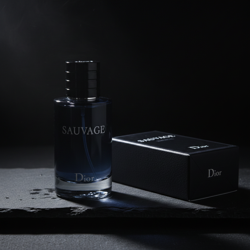 Dior Sauvage - Frasco con caja negra estudio oscuro