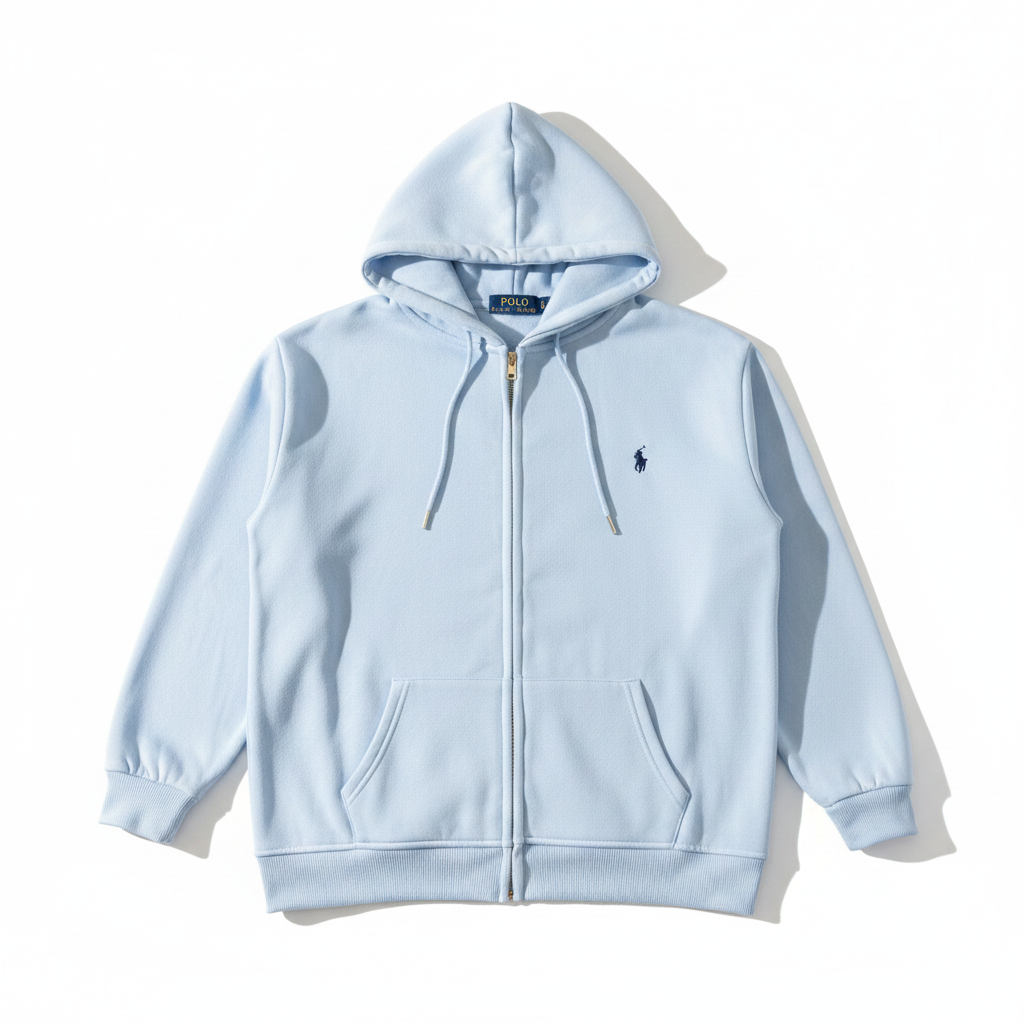 Sudadera azul flat lay frontal