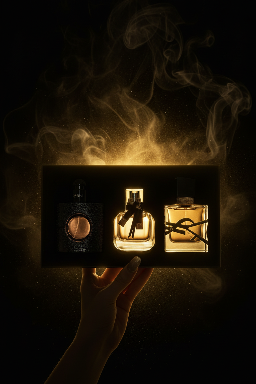 YSL Pack - Editorial fondo oscuro dorado