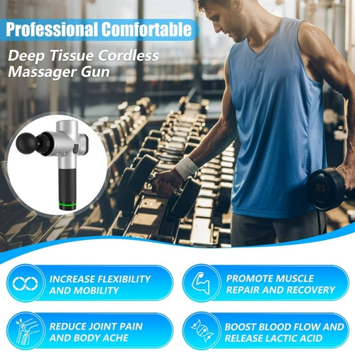 Masajeador Muscular de Mano 30 Velocidades 6 Cabezales